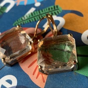 Square glass drop earrings